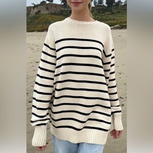 Brandy Melville BRIANNA COTTON THIN STRIPE SWEATER - one size